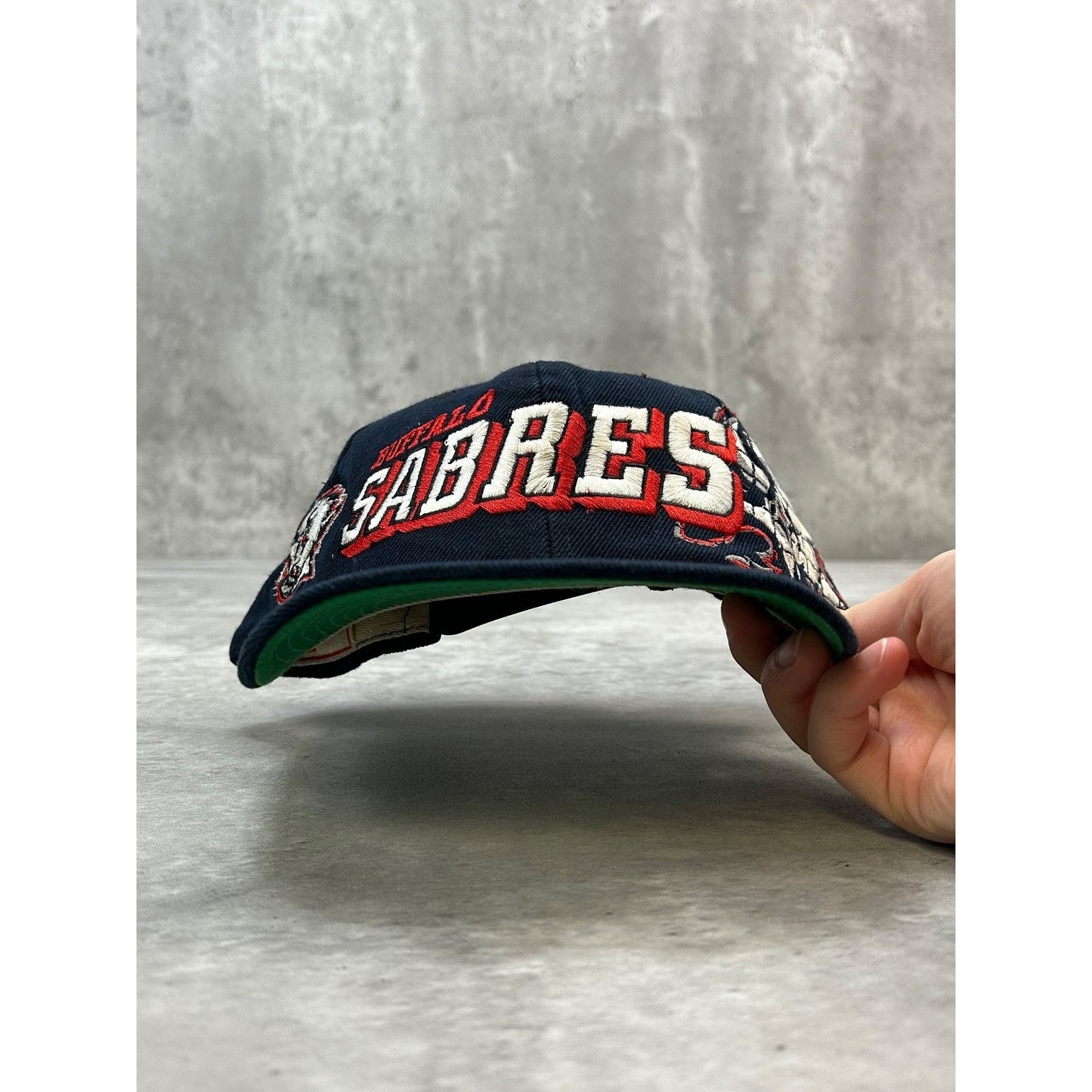 Vintage Buffalo Sabres NHL Sports Specialties Shadow Spellout Snapback Hat OSFA