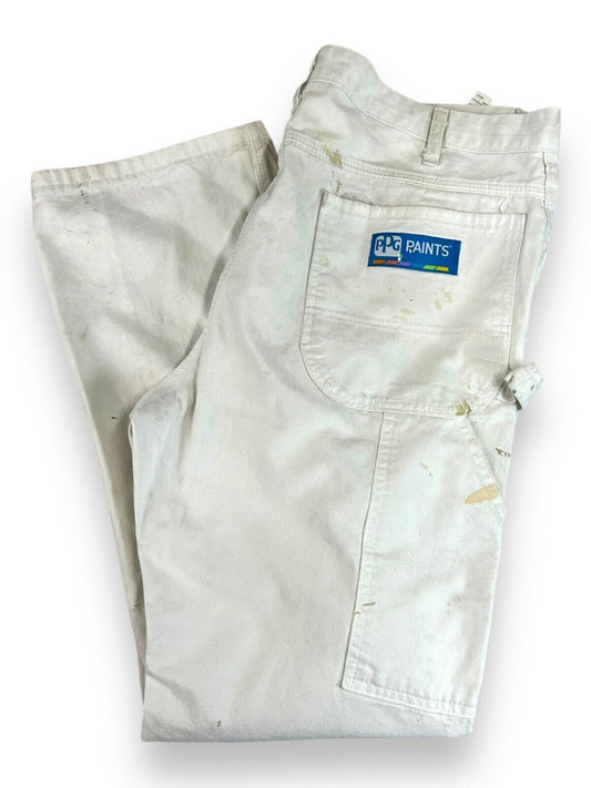 Dickies PPG Paints Canvas Work Wear Carpenter Painter Pants Size 36W White