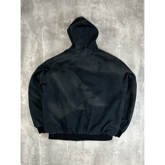 Vintage Tough Duck Quilted Lined Canvas Workwear Hooded Jacket Size XL