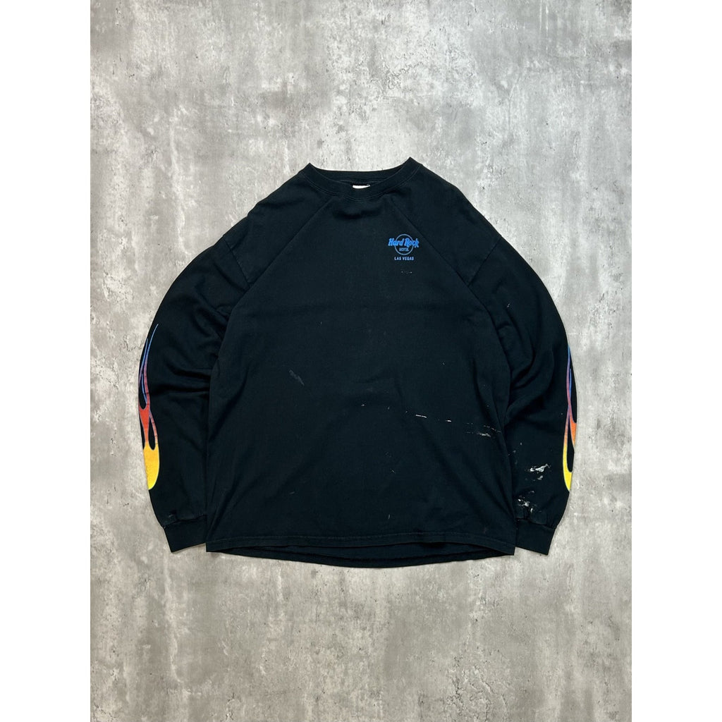 Vintage Hard Rock Cafe Las Vegas Flame Print Long Sleeve T-Shirt Size XL