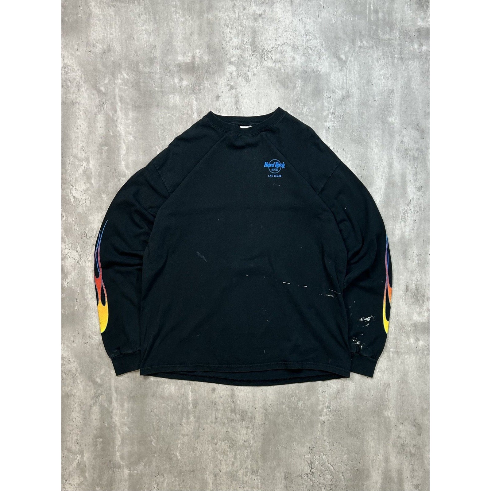 Vintage Hard Rock Cafe Las Vegas Flame Print Long Sleeve T-Shirt Size XL