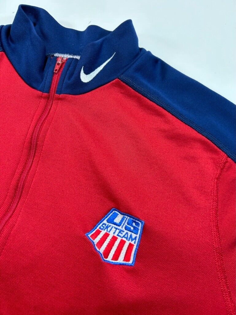 Vintage 90s Nike US Ski Team Olympics 1/2 Zip Warmup Sweatshirt Size Large