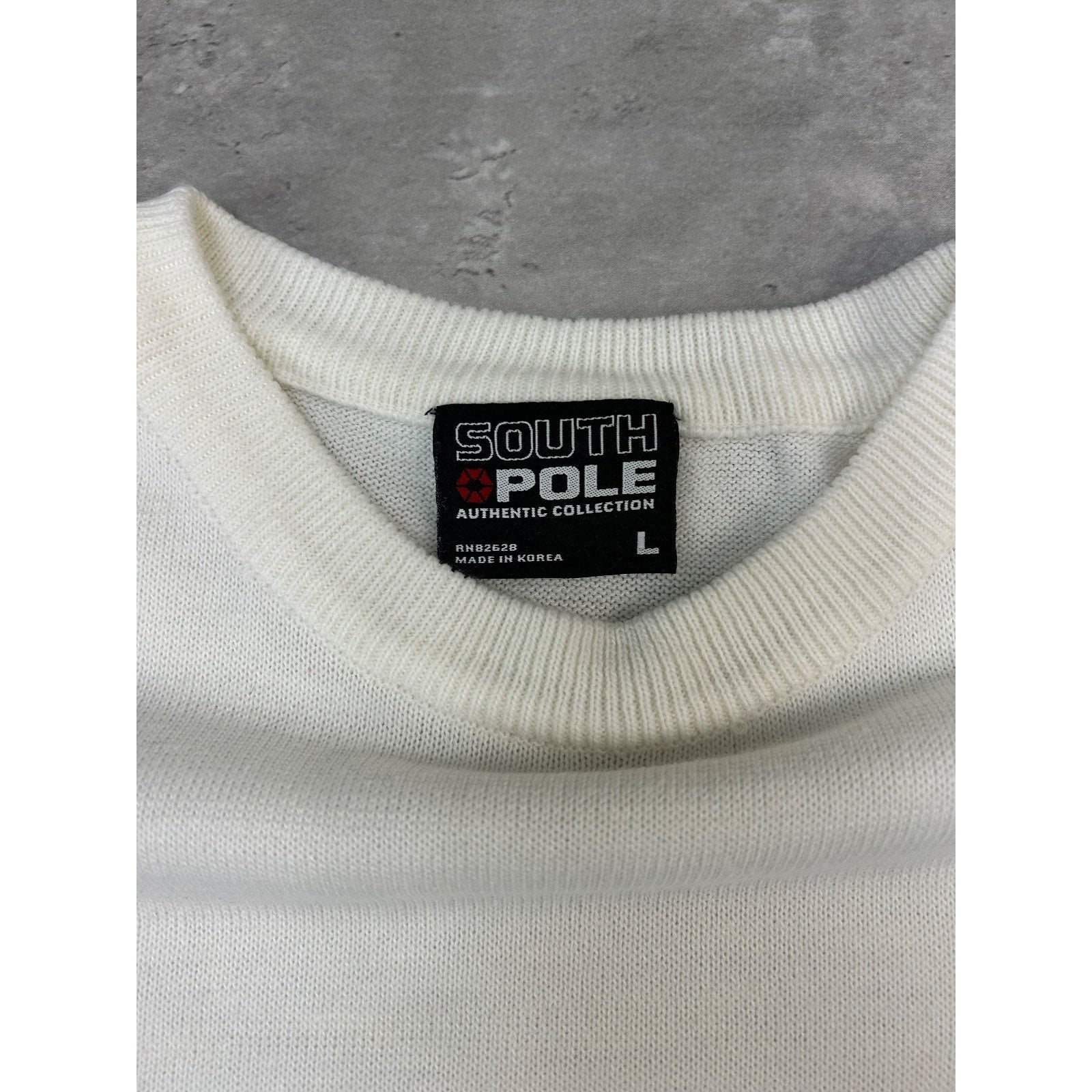Vintage Y2K South Pole Striped Embroidered Logo Knit T-Shirt Size Large