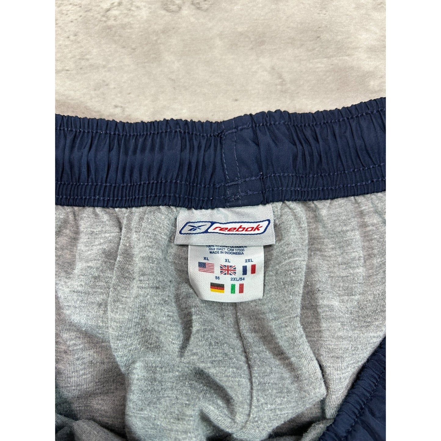 Vintage 2000s Reebok Embroidered Logo Nylon Track Pants Size XL Navy Blue