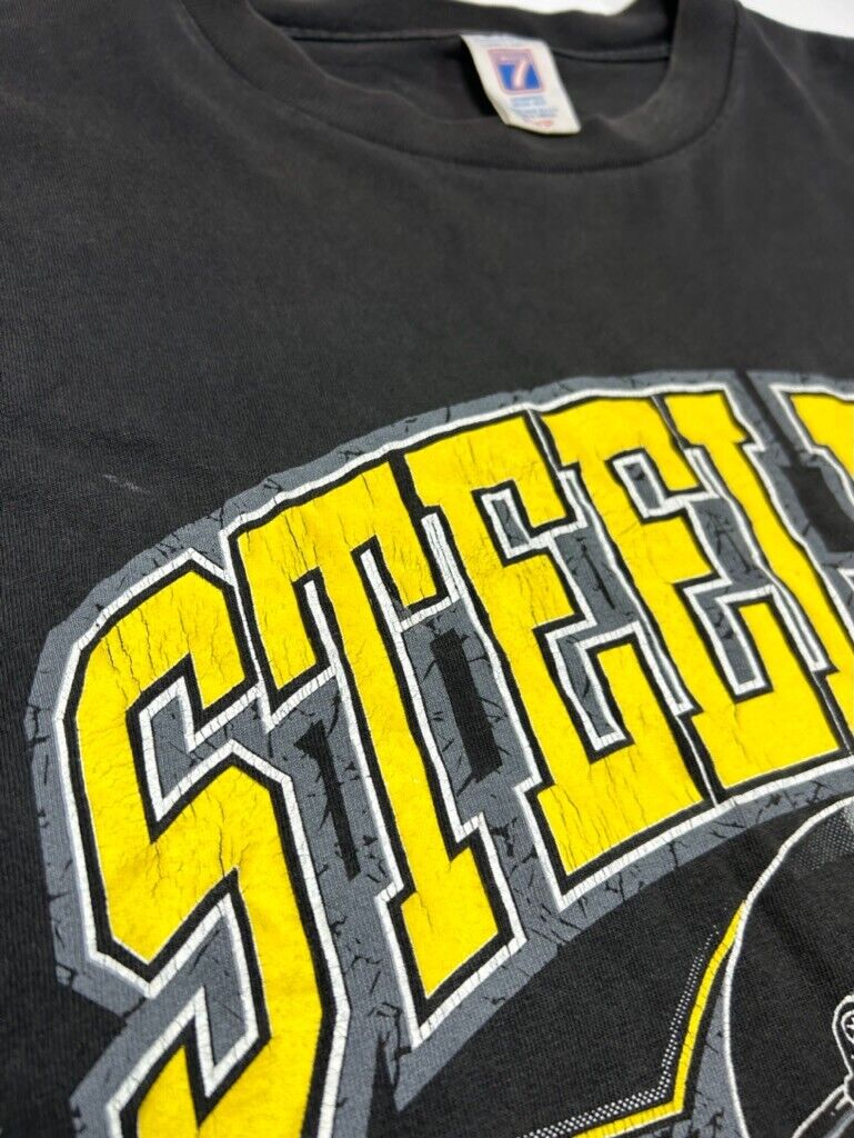 Vintage 1995 Pittsburgh Steelers NFL Helmet Graphic Spellout T-Shirt Size XL 90s