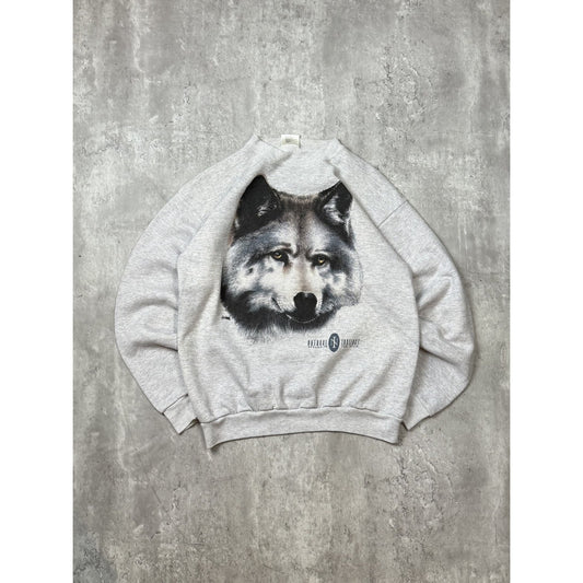 Vintage 90s Wolf Big Graphic Animal Nature Wilderness Sweatshirt Size Large