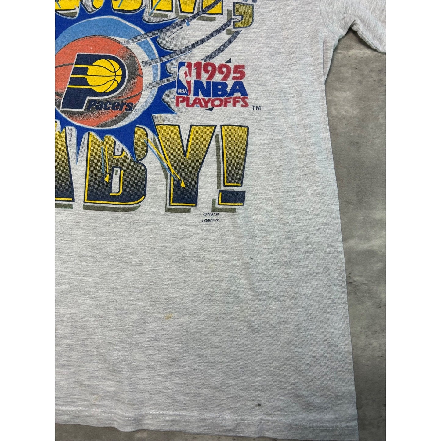Vintage 1995 Indiana Pacers NBA Playoffs Boom Baby Graphic T-Shirt Size Large