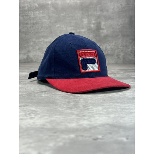 Vintage 90s Fila Embroidered Logo Two Tone Strapback Hat OSFA