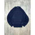 Vintage 90s Isle Of Cotton Checkered Print Pullover Knit Sweater Size XXL Blue