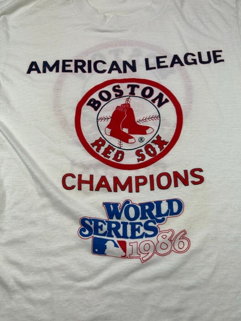 Vintage 1986 Boston Red Socks MLB AL Champs Baseball Graphic T-Shirt Size Large