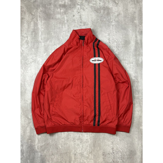 Vintage 90s Nascar Racing Nylon Full Zip Windbreaker Jacket Size Large Red