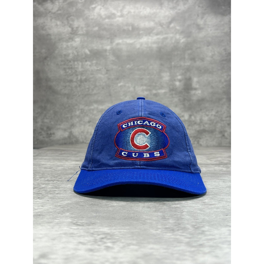 Vintage 90s Chicago Cubs MLB Embroidered Spellout Logo Snapback Hat OSFA