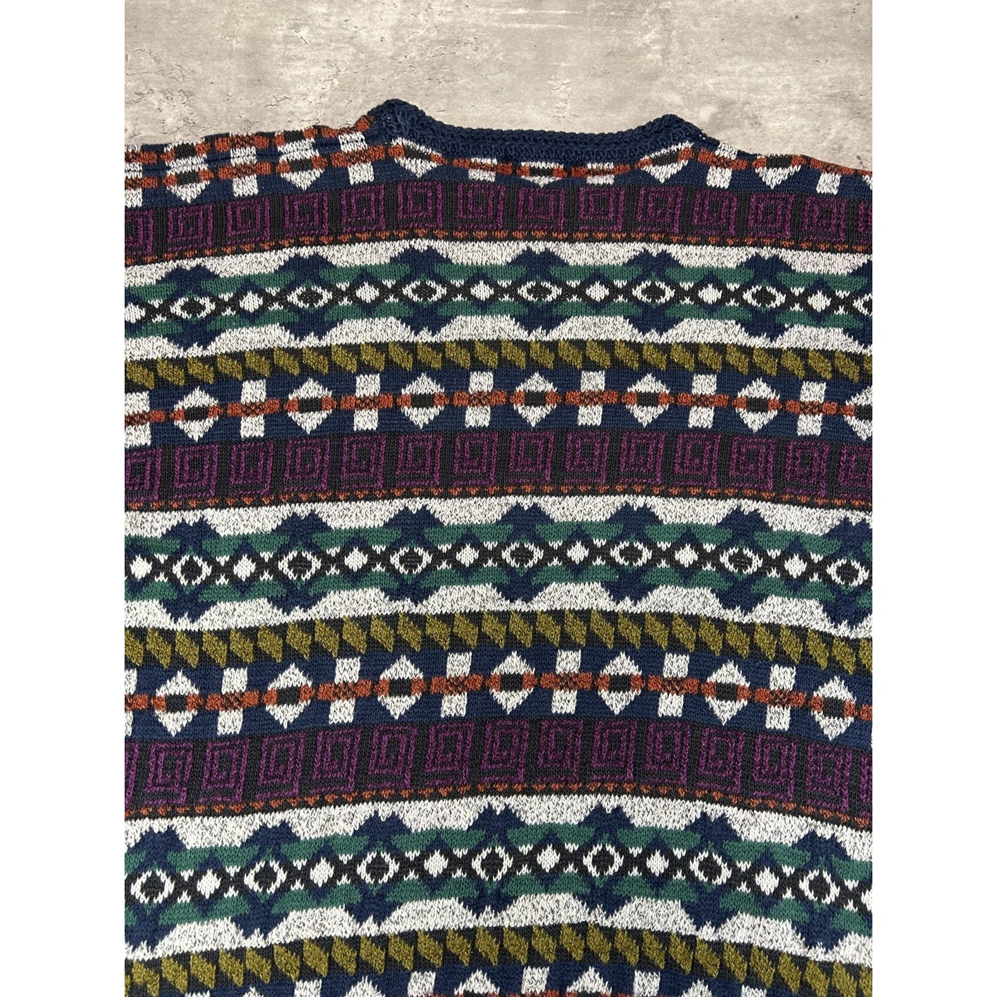 Vintage 80s/90s Etchings Abstract Striped Pullover Knit Sweater Size Large