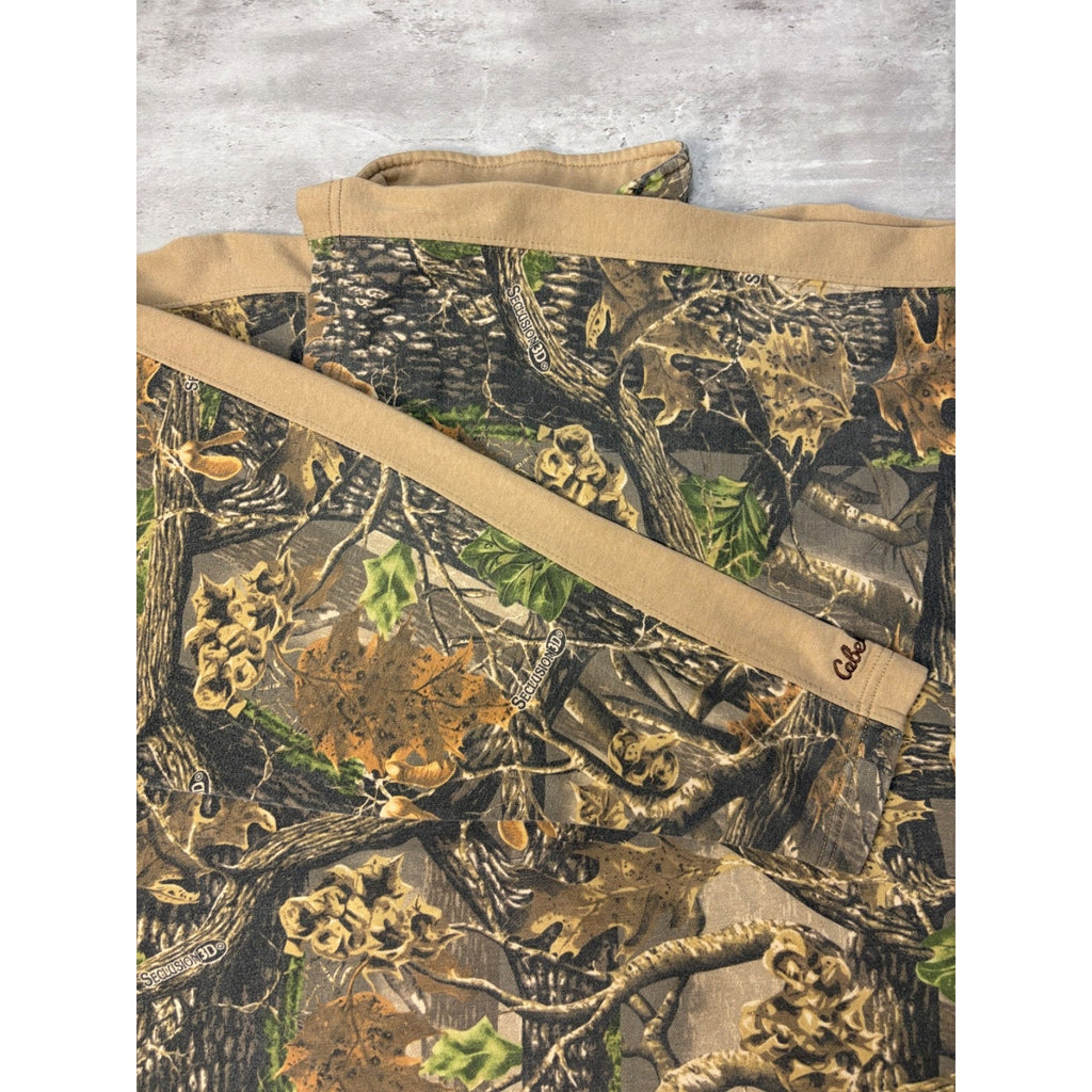 Vintage Cabela's Seclusion 3D Camo 1/4 Zip Mockneck Sweatshirt Size 2XL