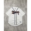 Vintage Detroit Tigers MLB Script Spellout Baseball Jersey Size Large