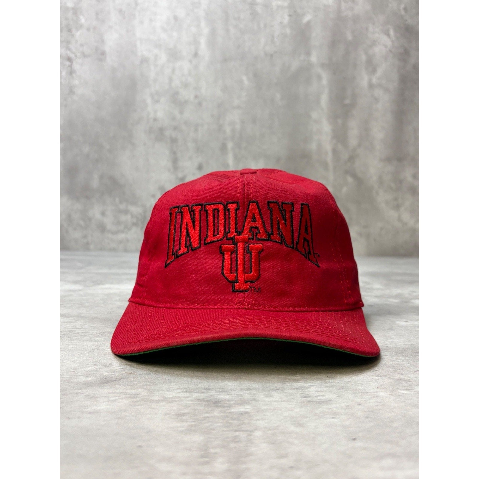 Vintage 90s Indiana Hoosiers NCAA Embroidered Spellout Logo Snapback Hat OSFA