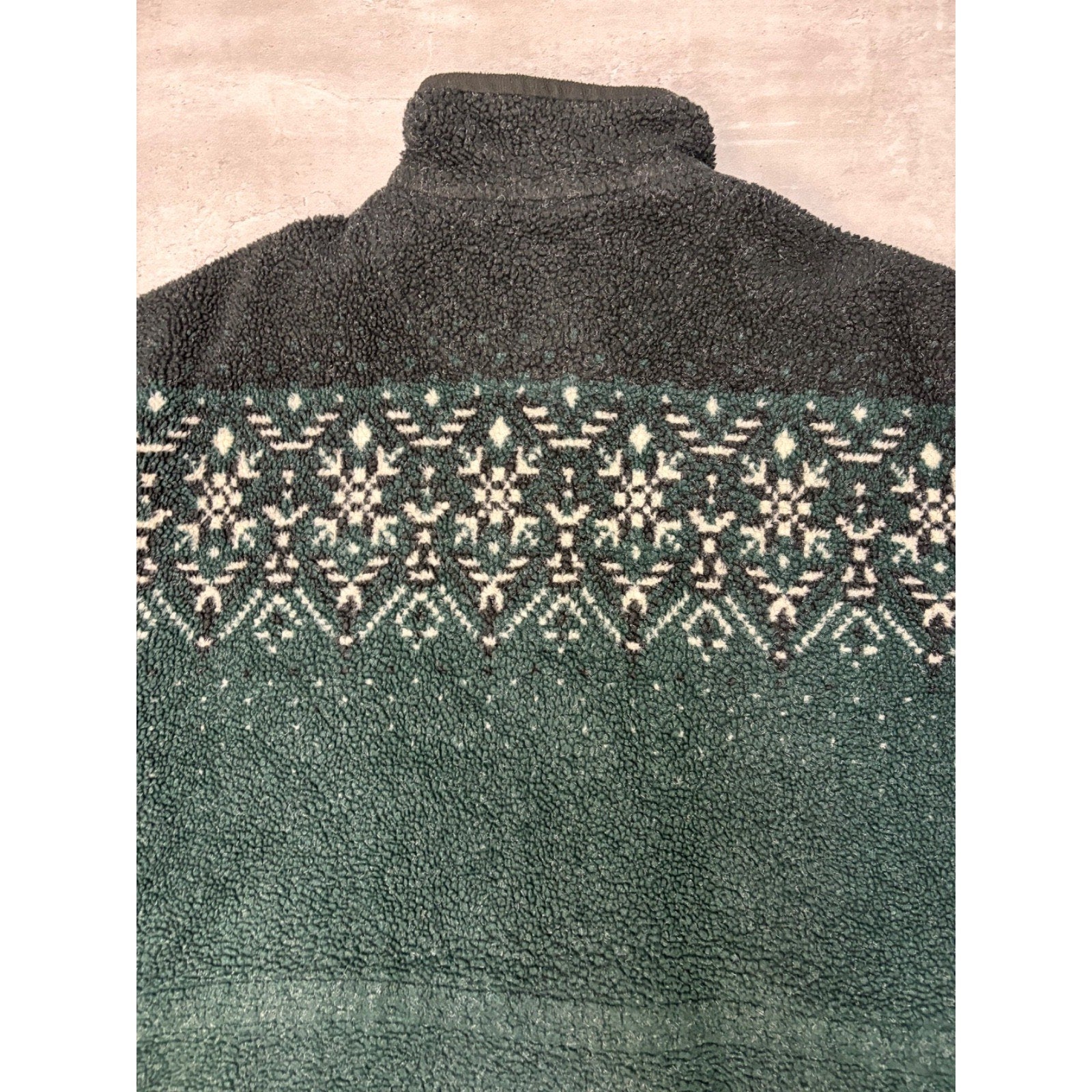 Vintage Snowflake Print Full Zip Fleece Sweater Size XL