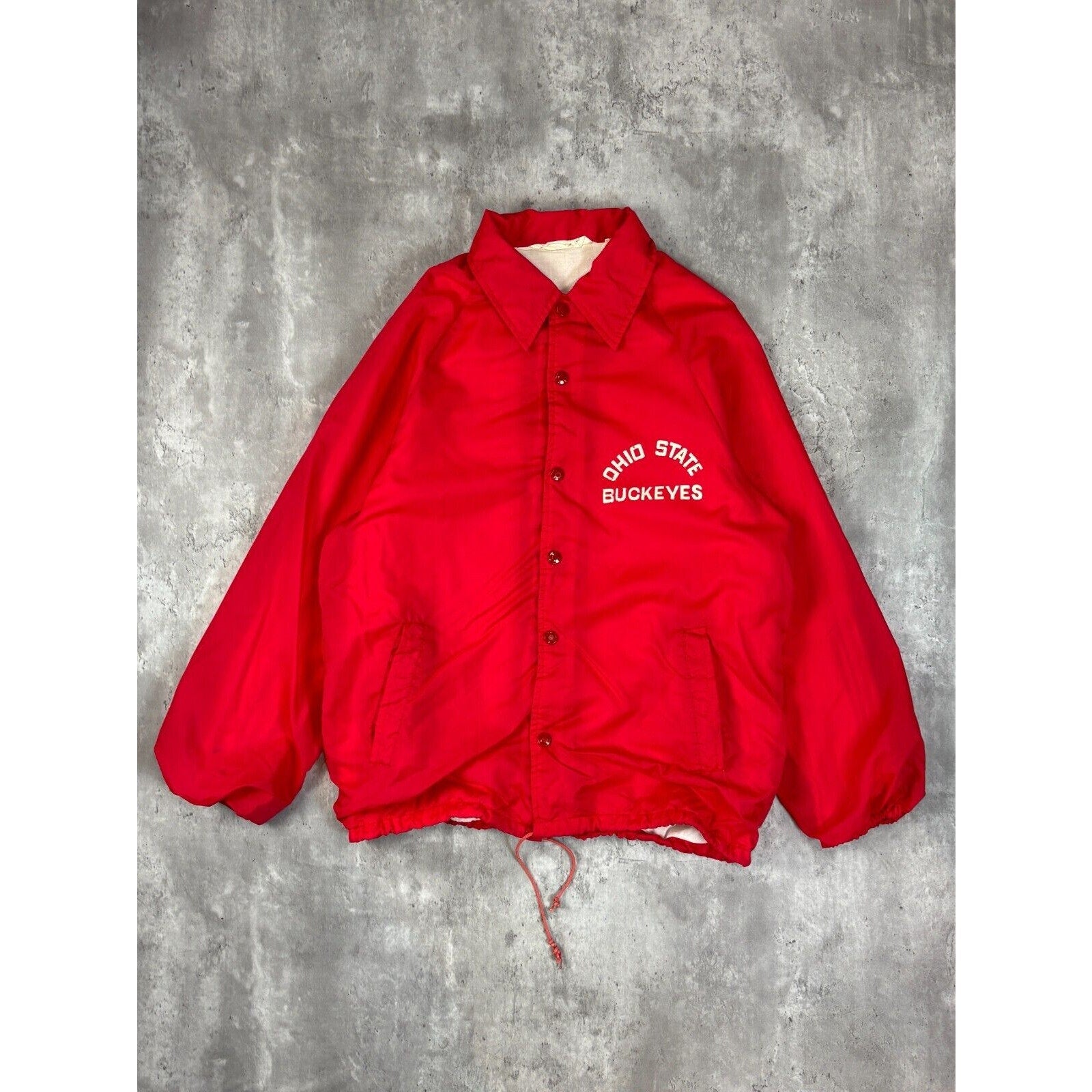 Vintage 80s Ohio State Buckeyes NCAA Nylon Coaches Jacket Size Medium Red