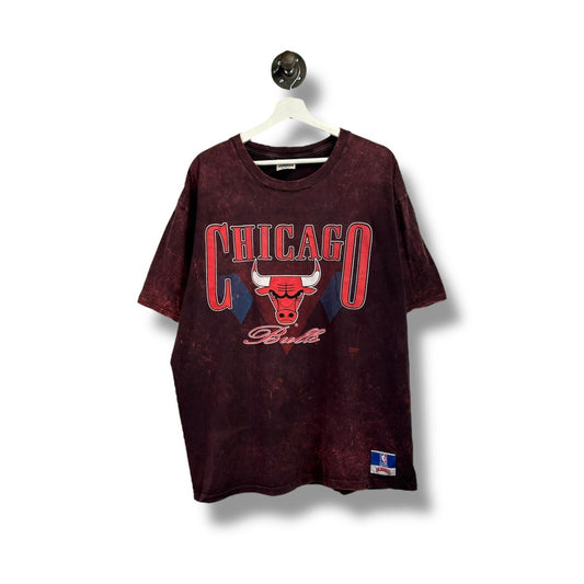 Vintage 90s Chicago Bulls NBA Spellout Graphic Basketball Ball T-Shirt Size XL