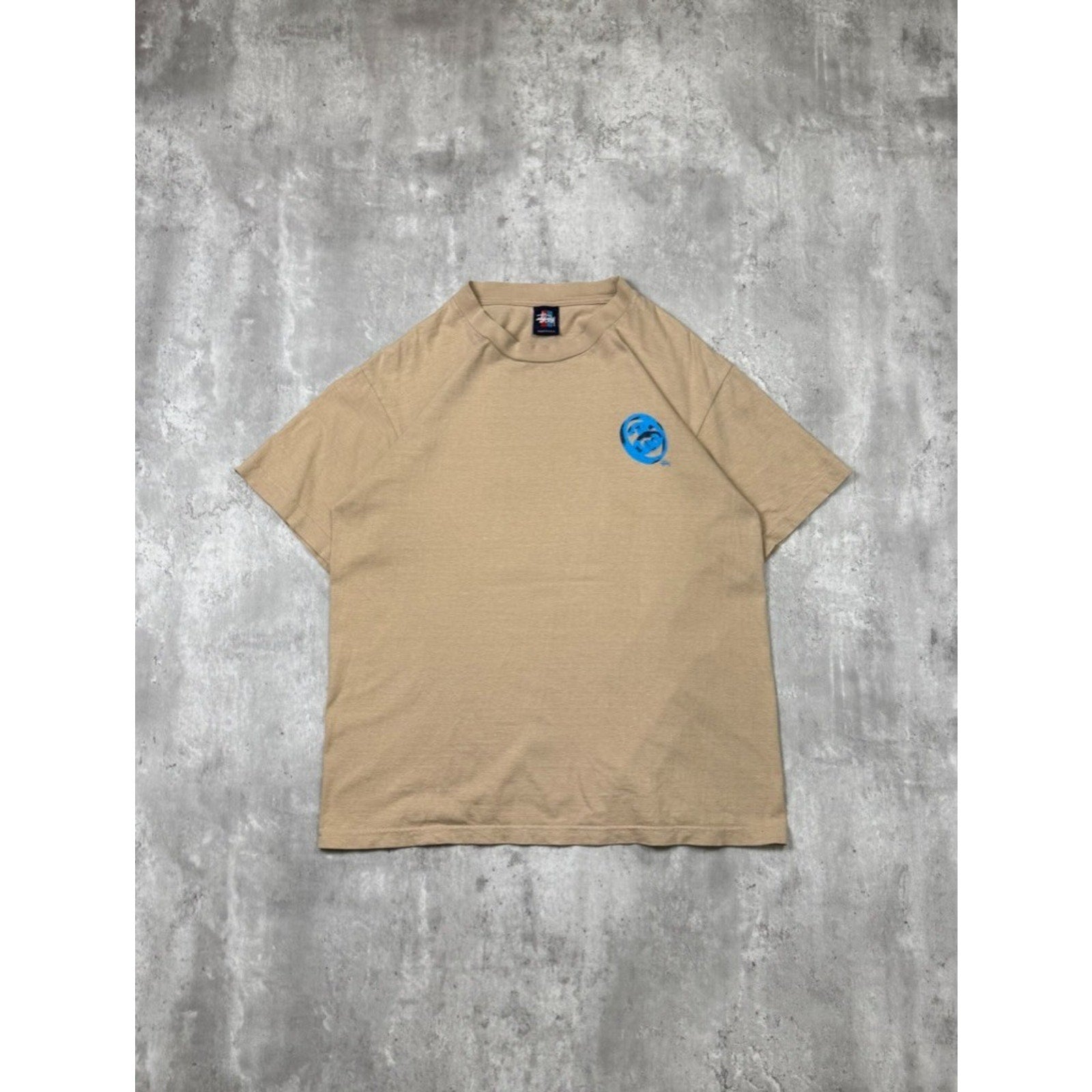 Vintage Stussy Earth Tone 3D Classic Logo Beige T-Shirt Size Large