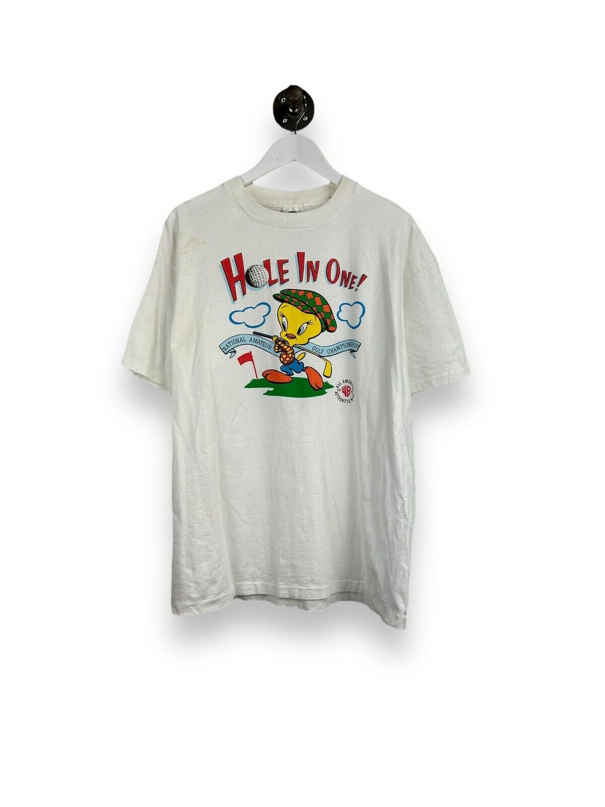 Vintage 1991 Looney Tunes Tweety Bird Hole In One Golf Graphic T-Shirt Size XL