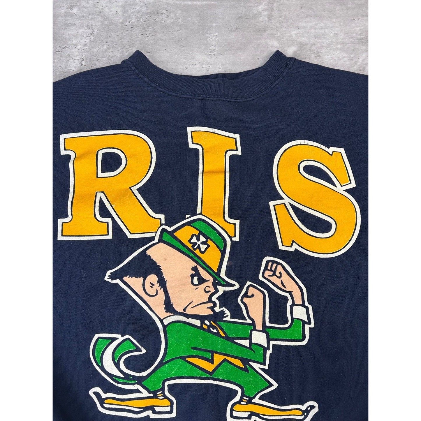 Vintage 90s Notre Dame Fighting Irish NCAA Arm To Arm Spellout Sweatshirt Sz 2XL