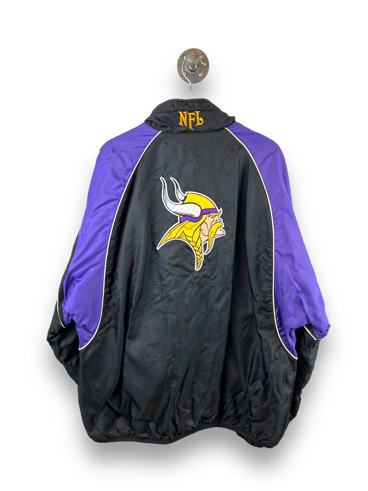 Vintage Y2K Minnesota Vikings NFL Reversible Nylon Fleece Jacket Size XL