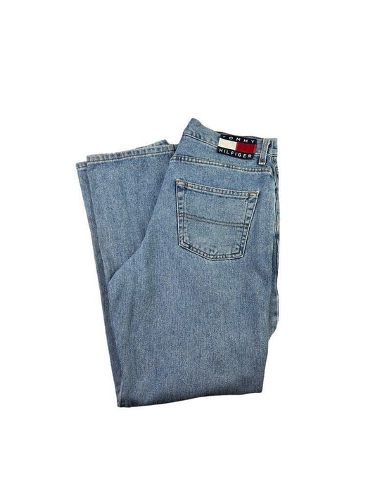 Vintage 90s Tommy Jeans Light Wash Denim Straight Fit Pants Size 33W Blue
