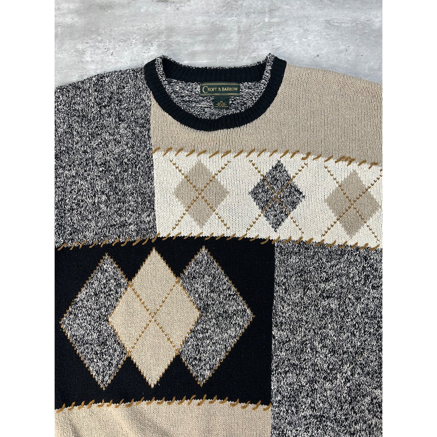 Vintage Croft & Barrow Abstract Print Pullover Knit Sweater Size Medium