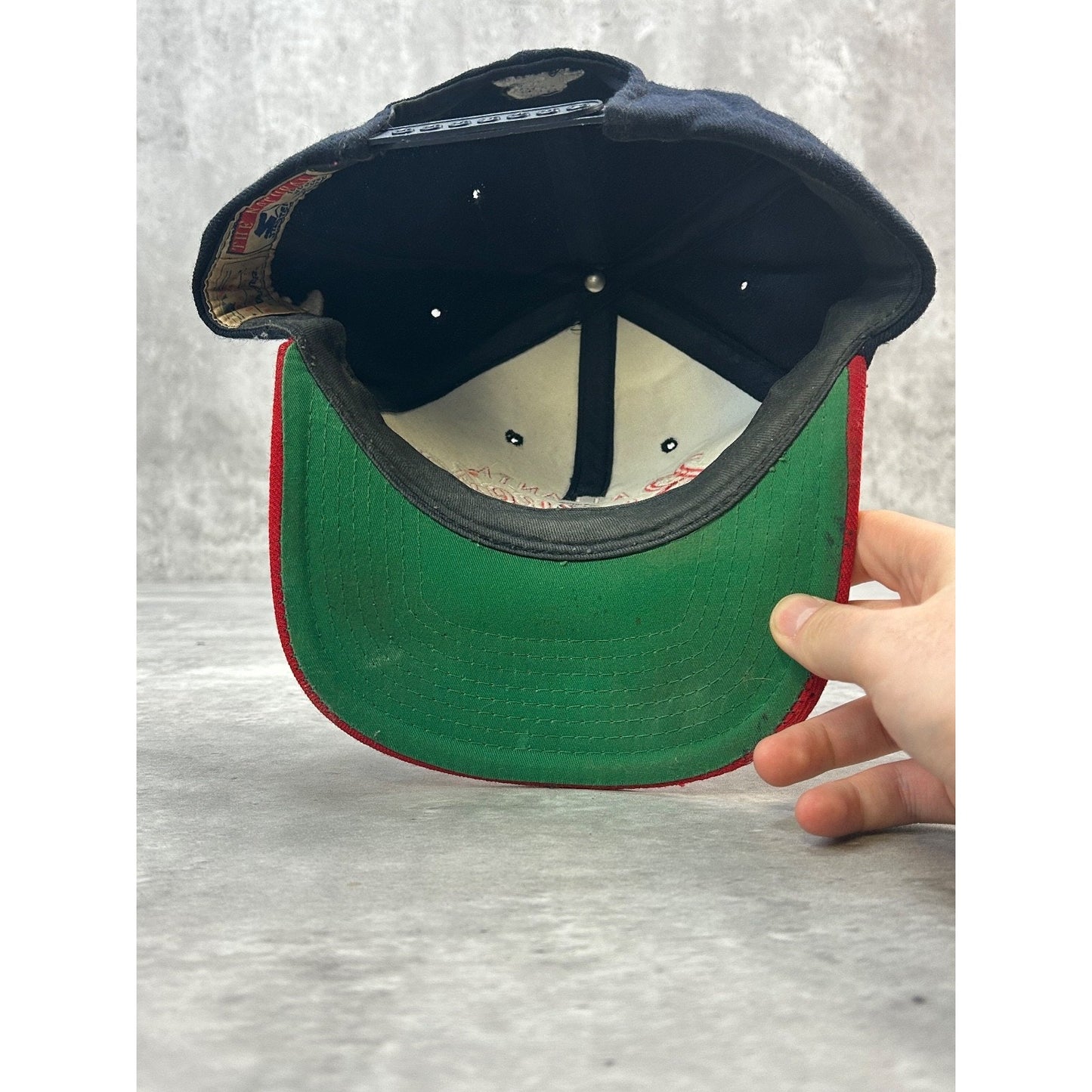 Vintage 90s Atlanta Braves MLB Starter Tailsweep Wool Snapback Hat OSFA