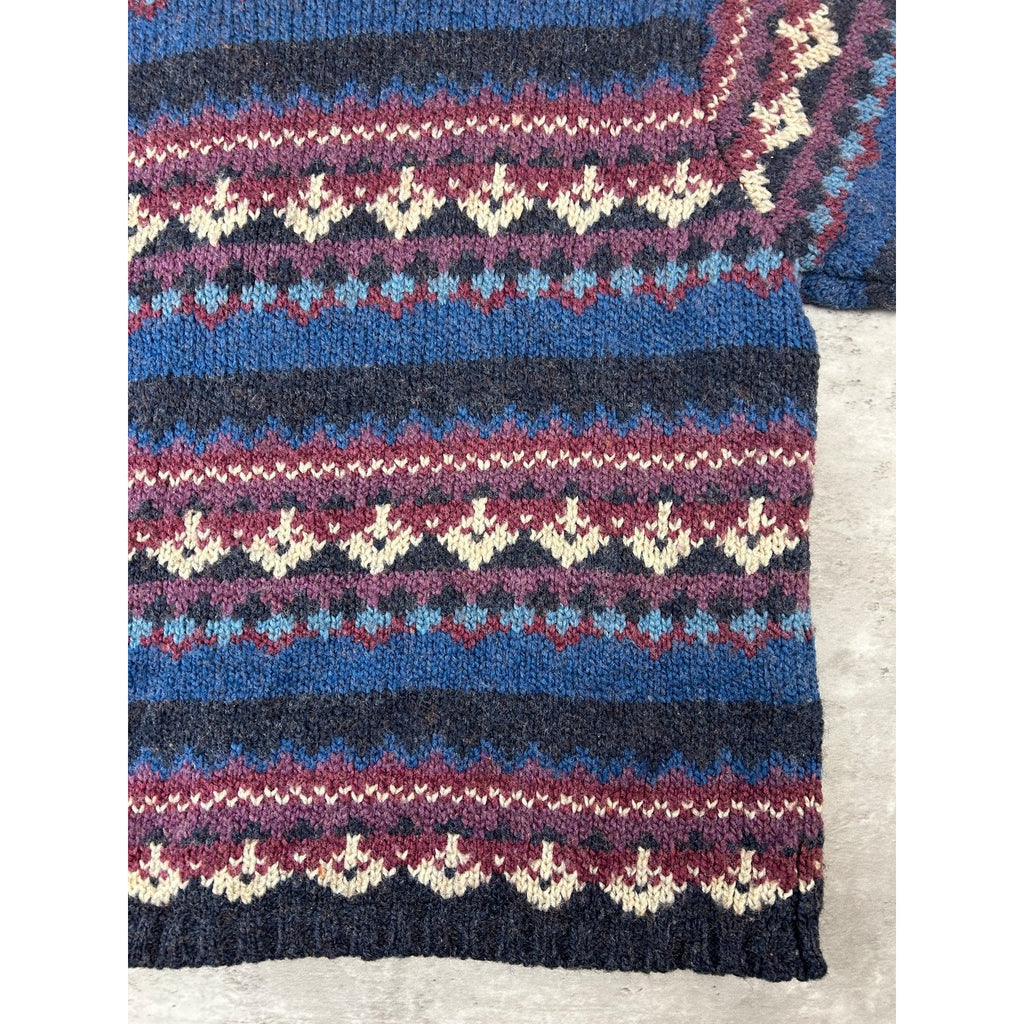 Vintage 90s Dress Barn Abstract Striped Full Zip Knit Sweater Size XL