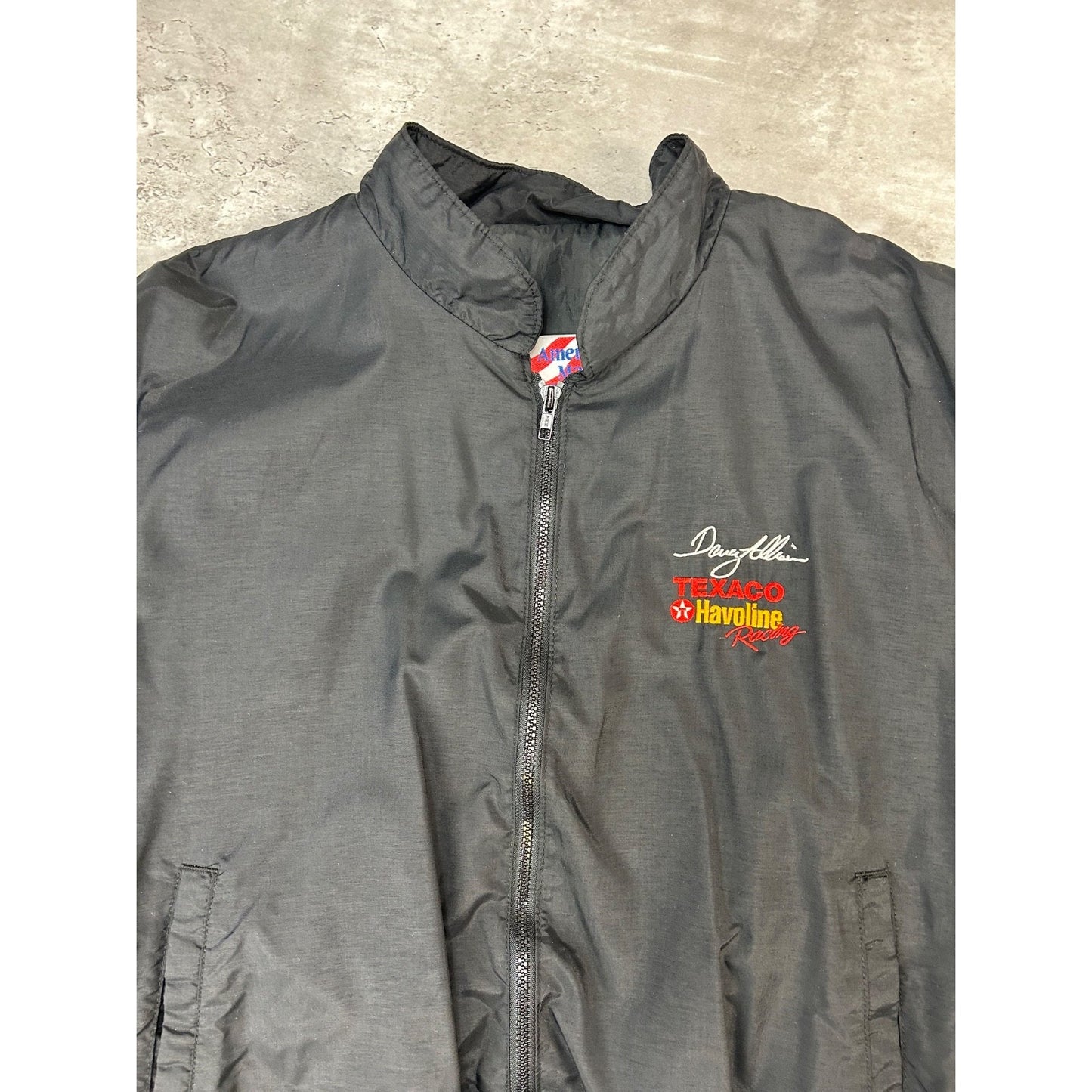 Vintage 90s Davey Allison #28 Embroidered Nascar Racing Bomber Jacket Size Large