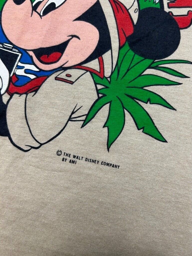 Vintage 80s Disney Mickey Mouse Safari Club Graphic T-Shirt Size XL