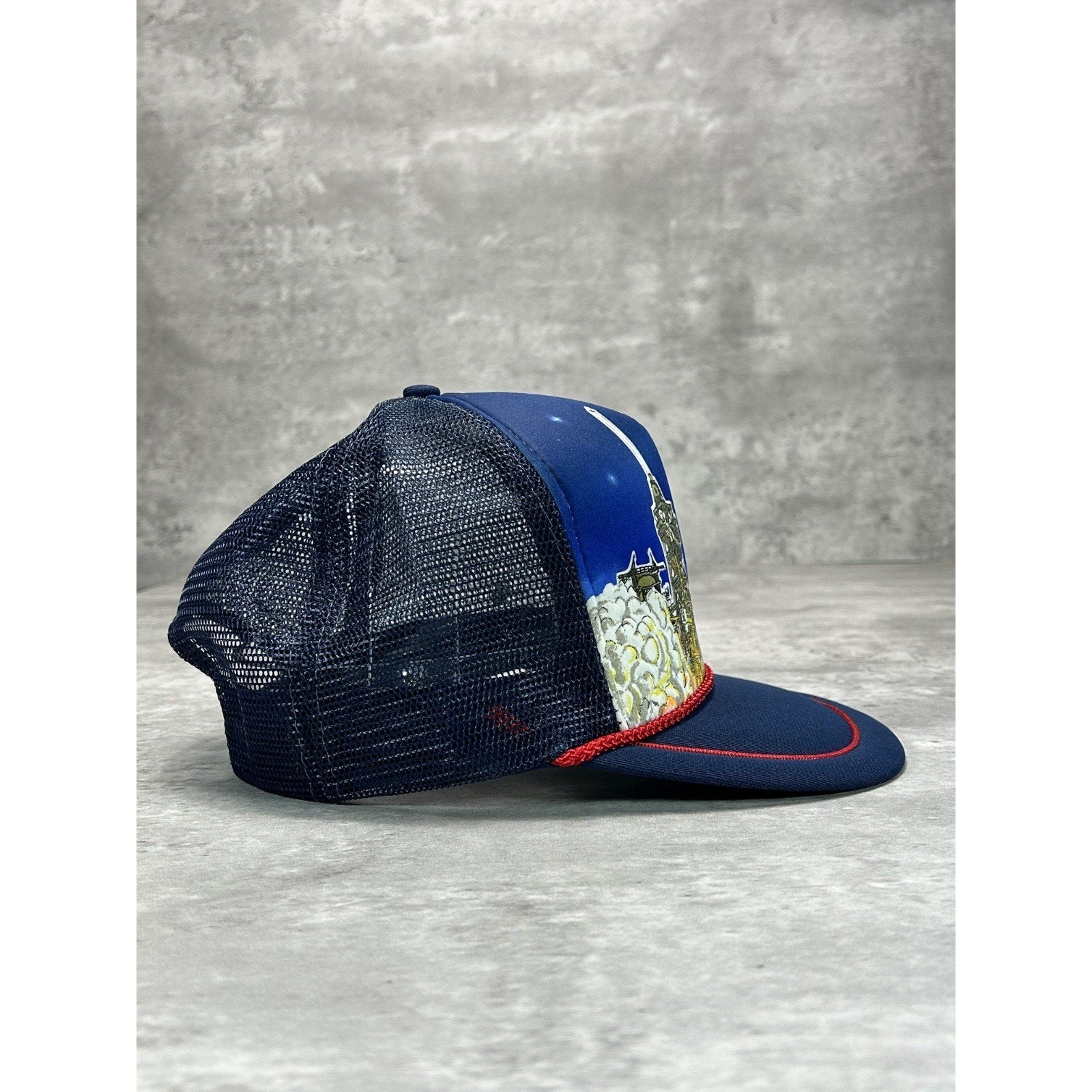 Vintage 1988 Nasa Kennedy Space Center Graphic Trucker Snapback Hat OSFA