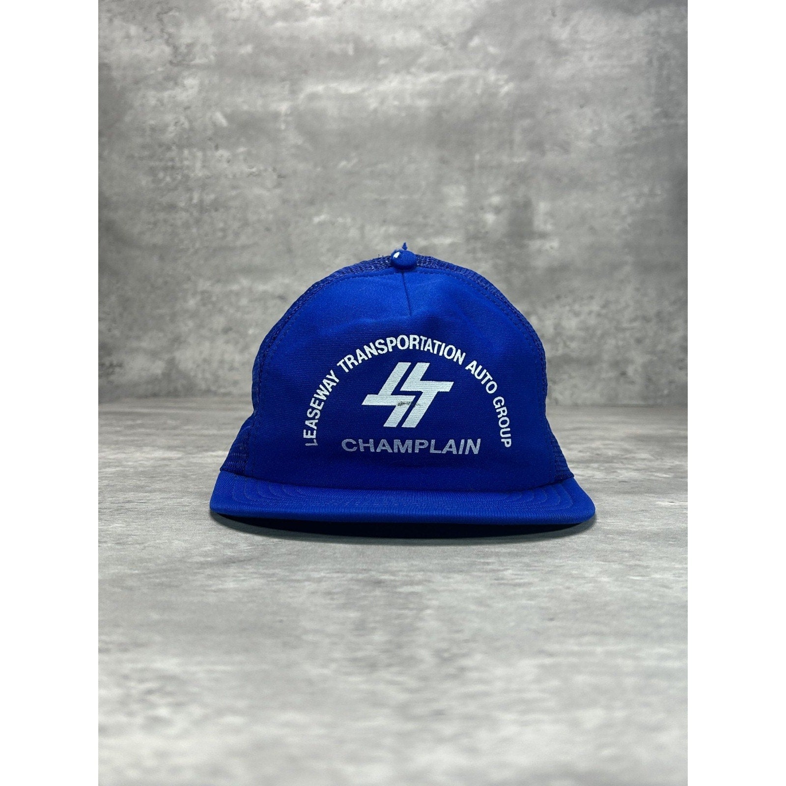 Vintage 80s Leaseway Transportation Graphic Spellout Trucker Snapback Hat OSFA