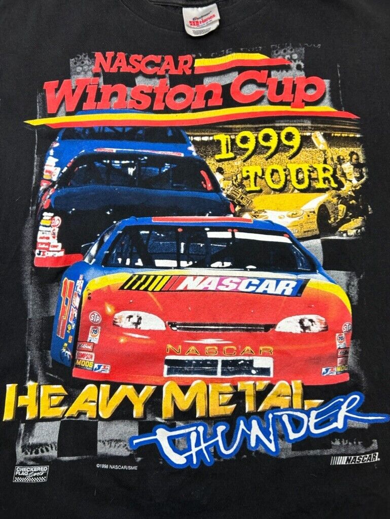 Vintage 1999 Nascar Winston Cup Heavy Metal Thunder Tour Graphic T-Shirt Size XL