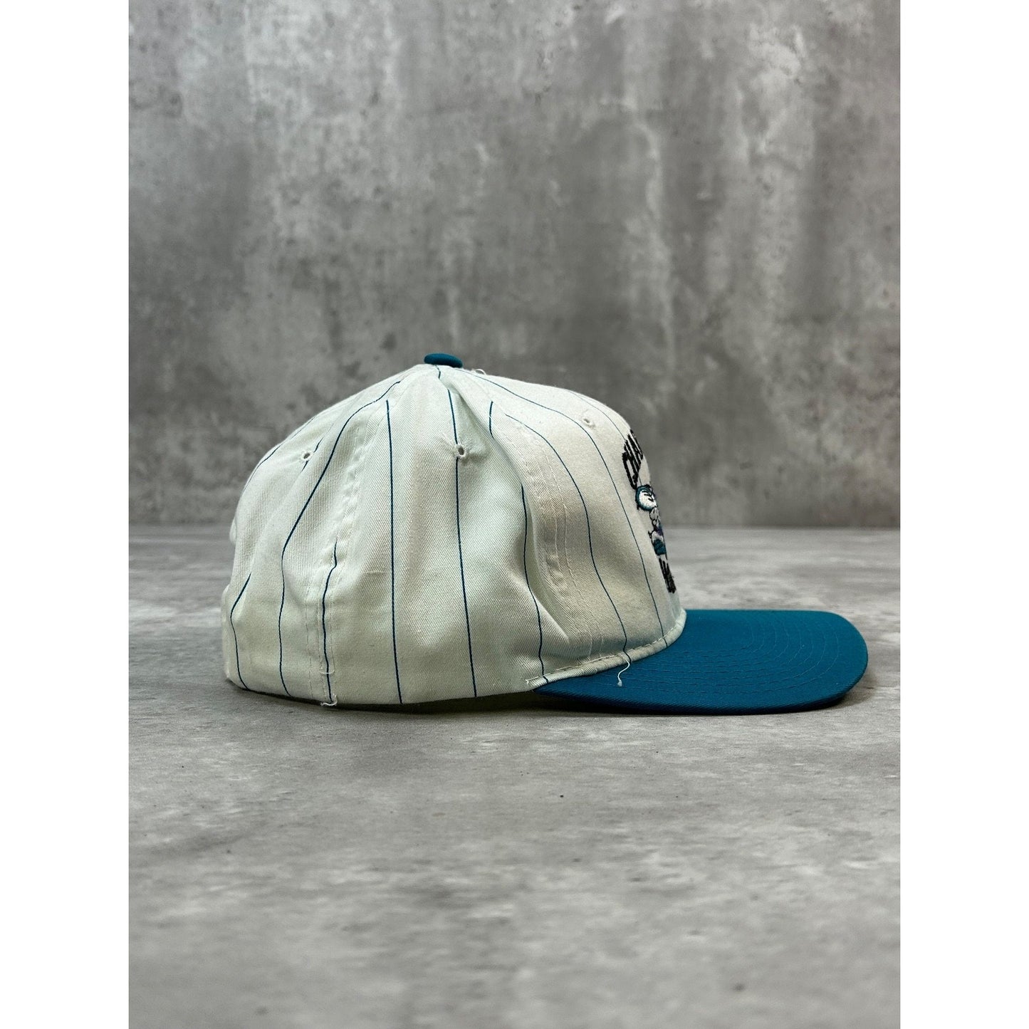 VTG 90s Charlotte Hornets NBA Pinstripe Starter Embroidered Snapback Hat OSFA