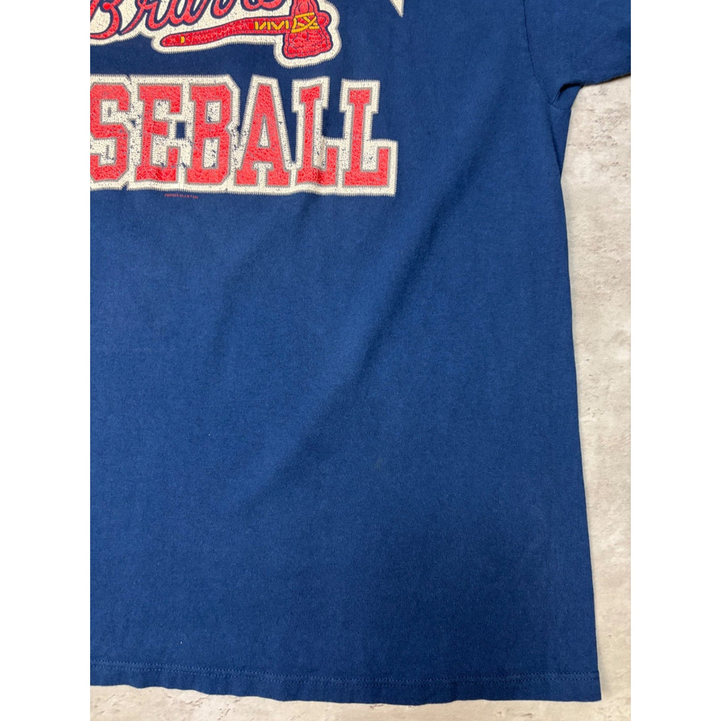 Vintage 1996 Atlanta Braves MLB Starter Spellout Baseball T-Shirt Size 2XL
