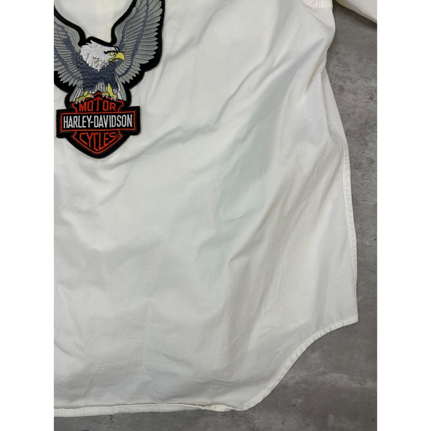 Harley Davidson Graphic Long Sleeve Button Up Shirt Size XL White
