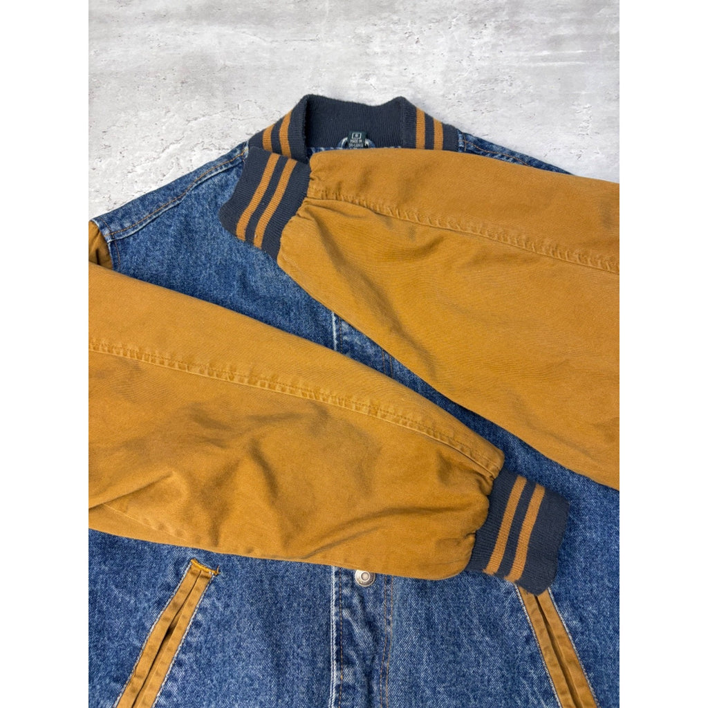 Vintage Kellogg's Racing Team Embroidered Logo Denim Varsity Jacket Size Small