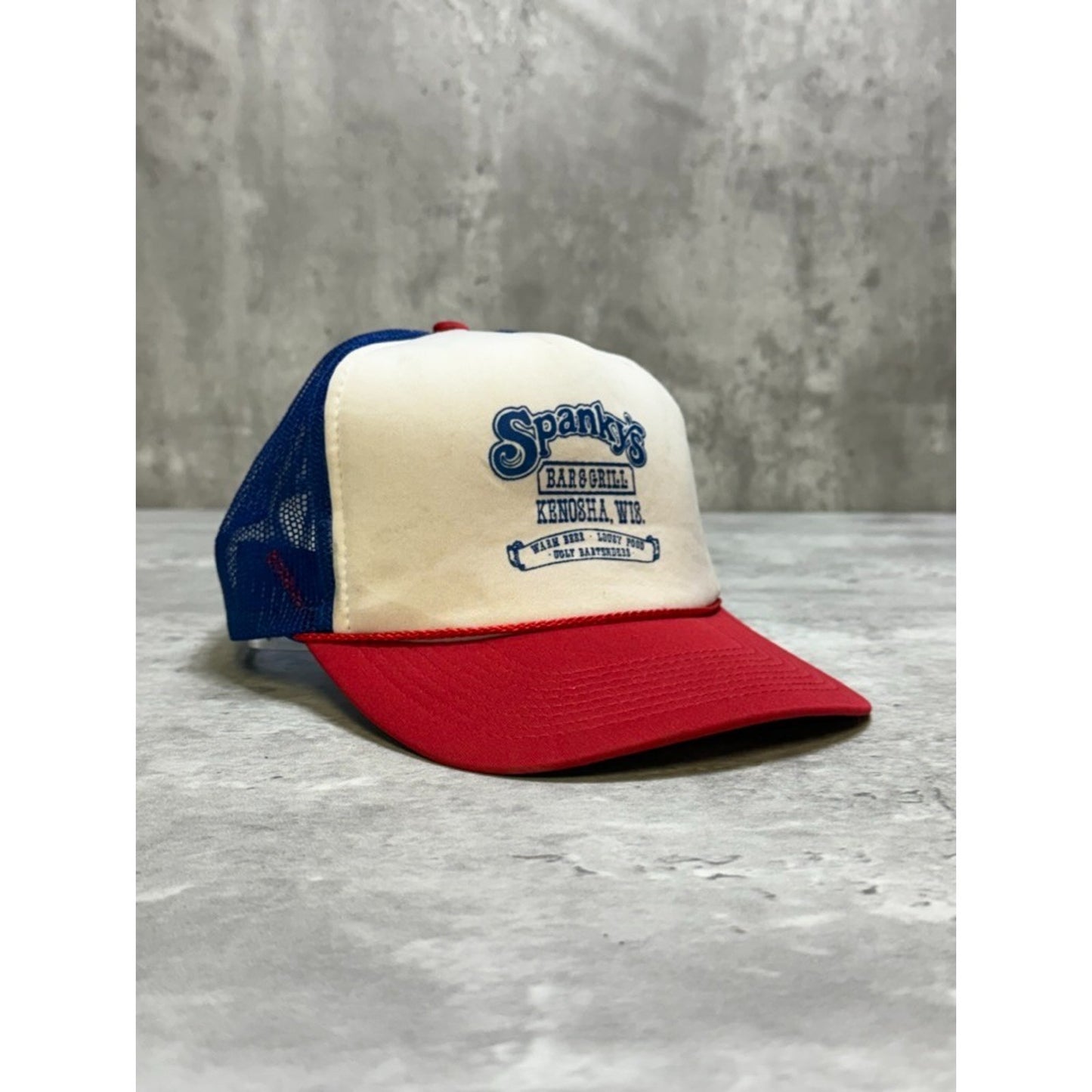 Vintage 90s Spankys Bar & Grill Graphic Spellout Trucker Snapback Hat OSFA