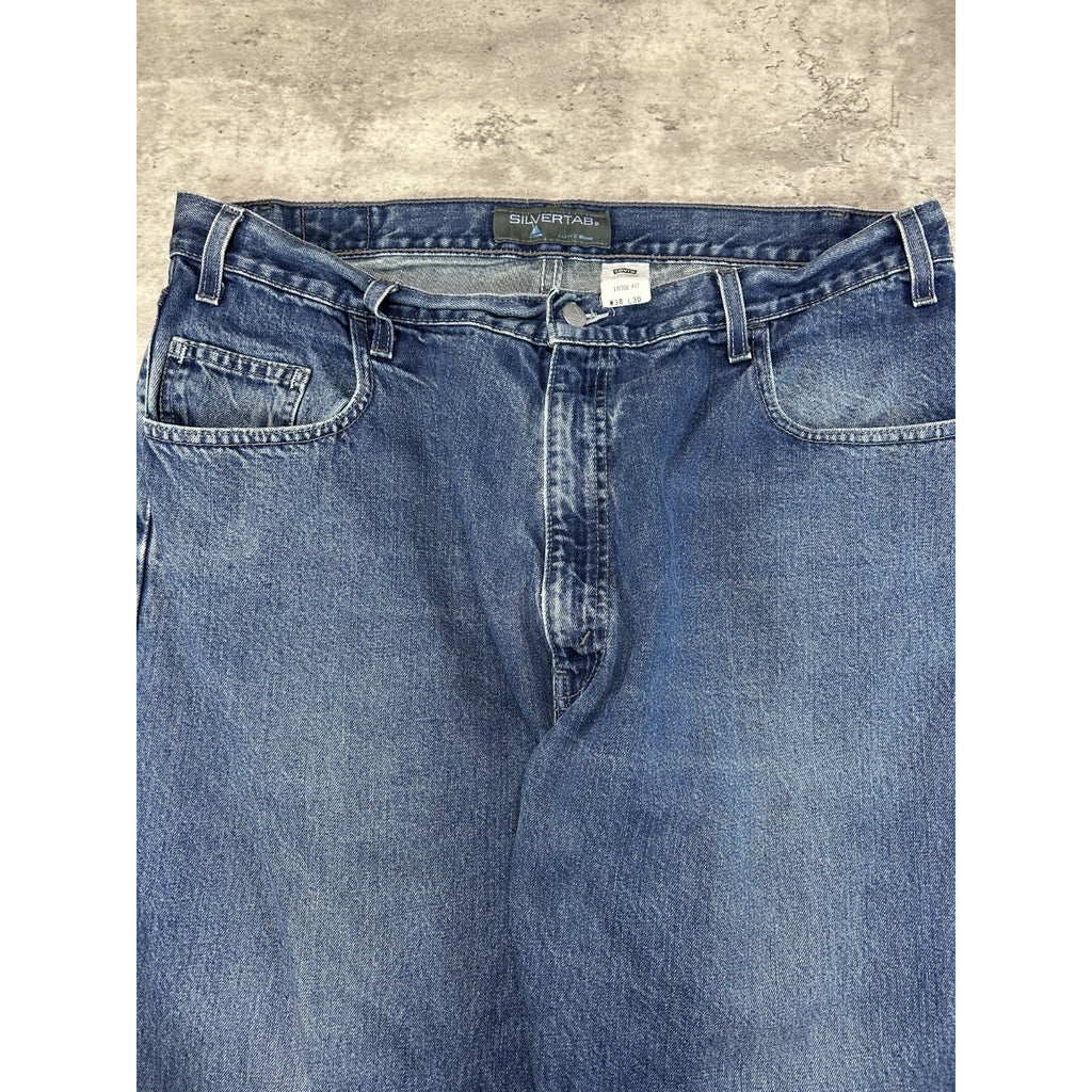 Vintage 2000s Levis Silvertab Loose Fit Dark Wash Denim Pants Size 38 Blue