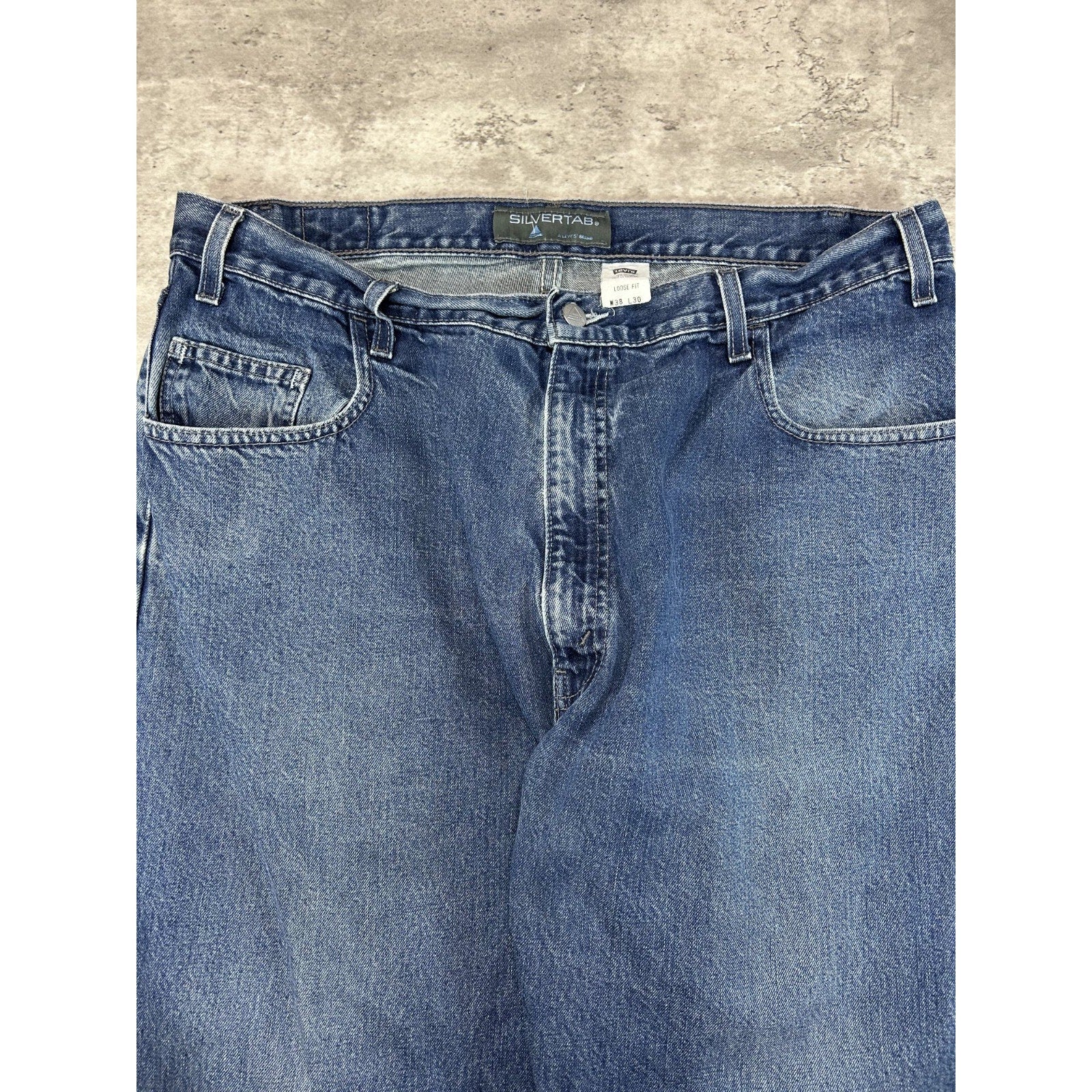 Vintage 2000s Levis Silvertab Loose Fit Dark Wash Denim Pants Size 38 Blue