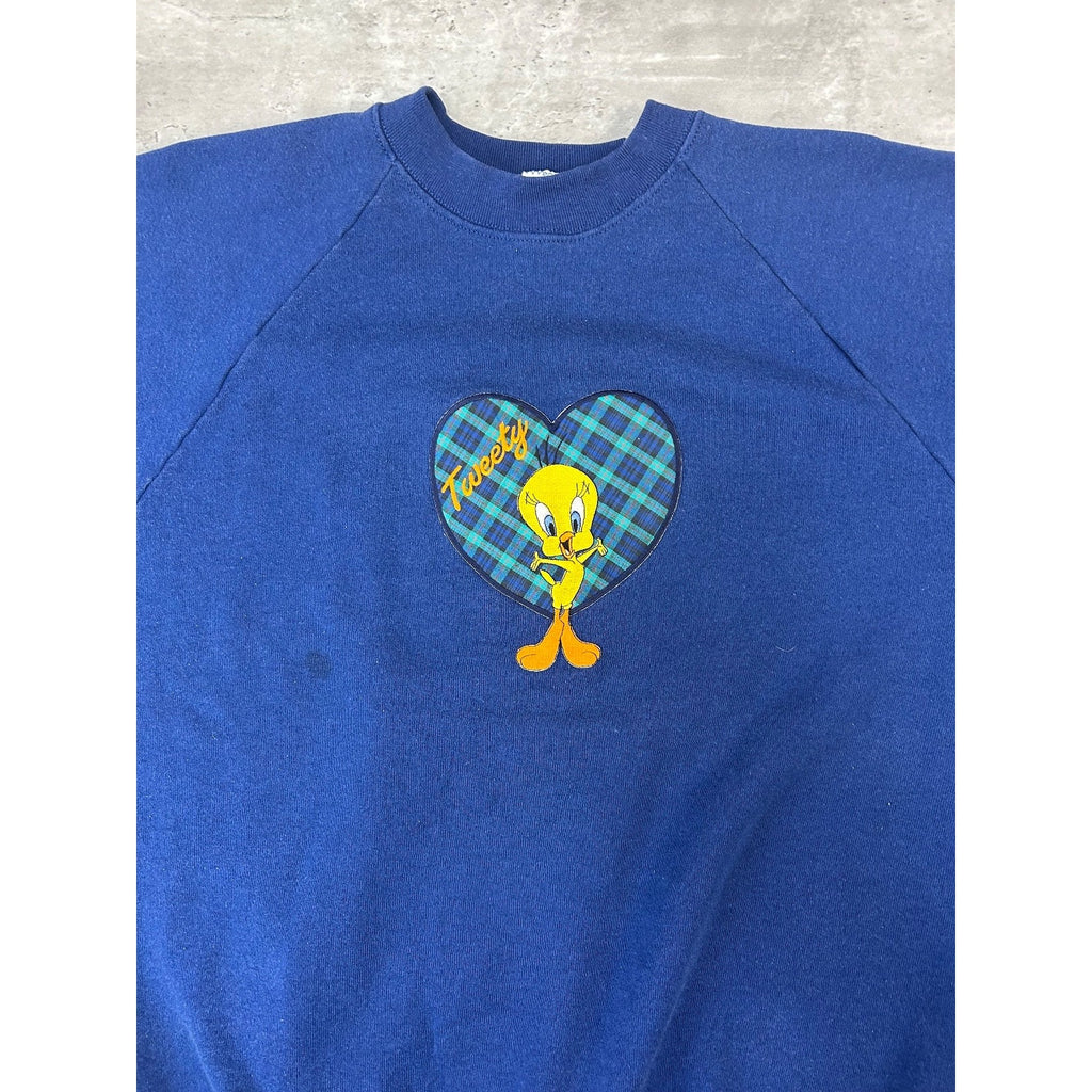 Vintage 1997 Looney Tunes Tweety Bird Embroidered Character Sweatshirt Size XL
