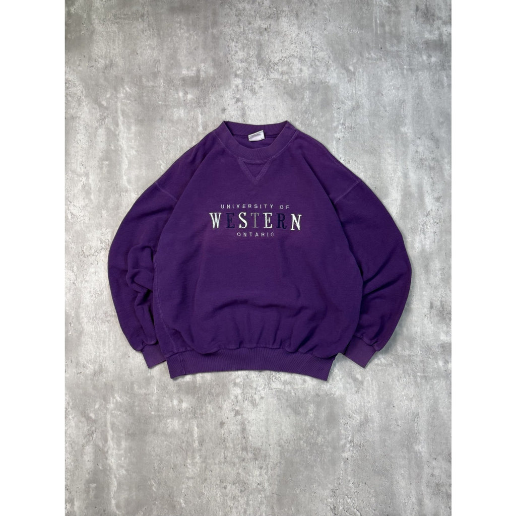 Vintage 90s University Of Western Embroidered Spellout Sweatshirt Size Medium
