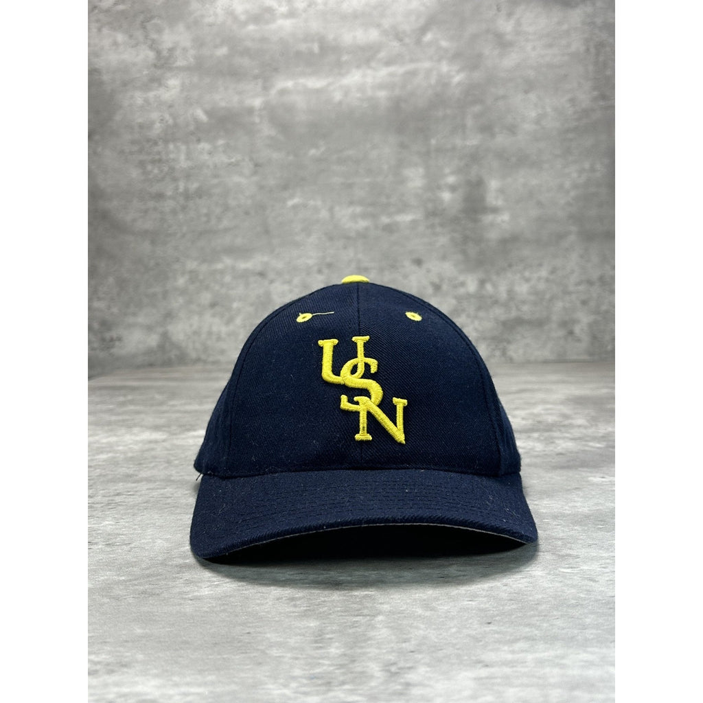 Vintage 90s United States Navy Embroidered Spellout Snapback Hat OSFA