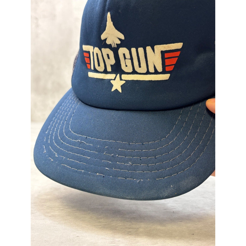 Vintage 80s Top Gun Movie Promo Spellout Trucker Snapback Hat OSFA