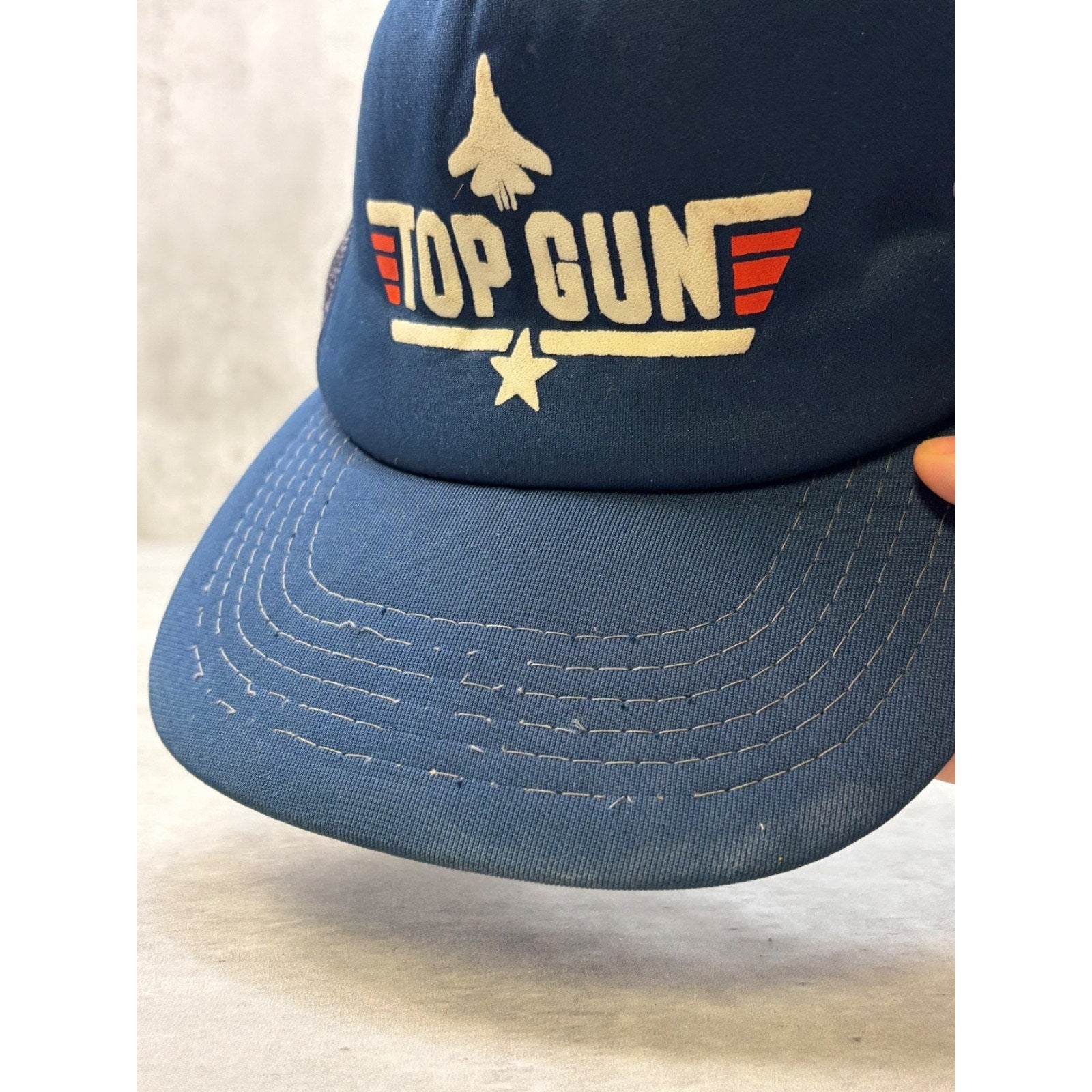 Vintage 80s Top Gun Movie Promo Spellout Trucker Snapback Hat OSFA