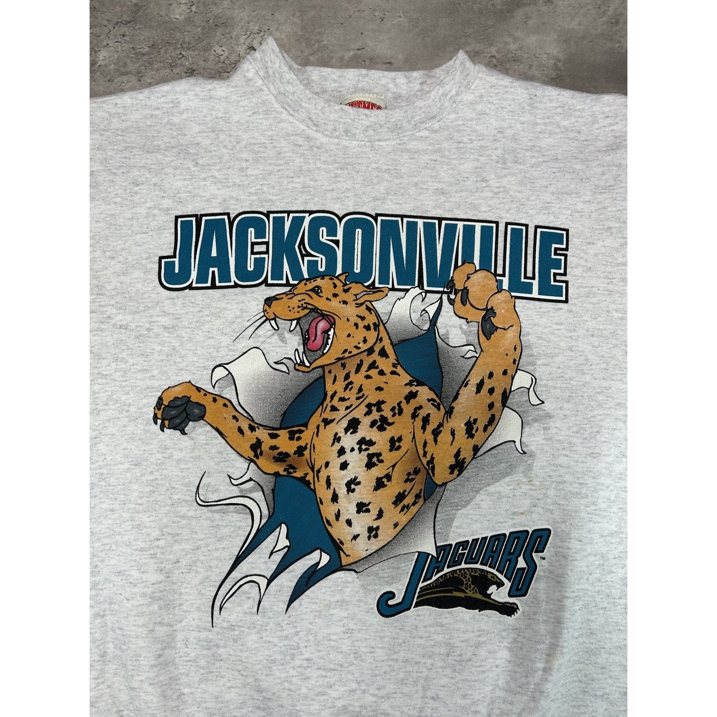 Vintage 1993 Jacksonville Jaguars NFL Banned Logo Chest Buster Sweatshirt Large