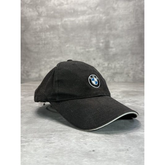 Vintage BMW Embroidered Car Logo Strapback Hat OSFA Black